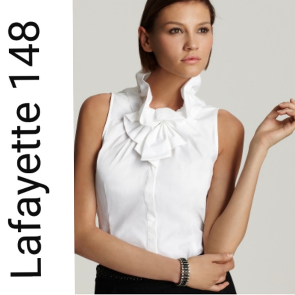 Lafayette 148 New York Tops - Lafayette 148 New York Sleeveless Ruffle Blouse